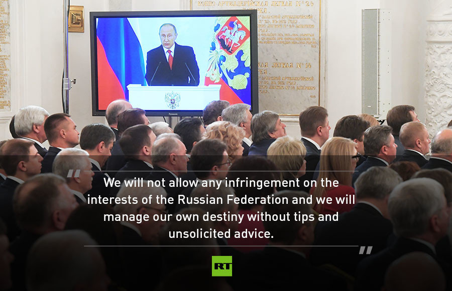 Putin quote infringement Russian interests