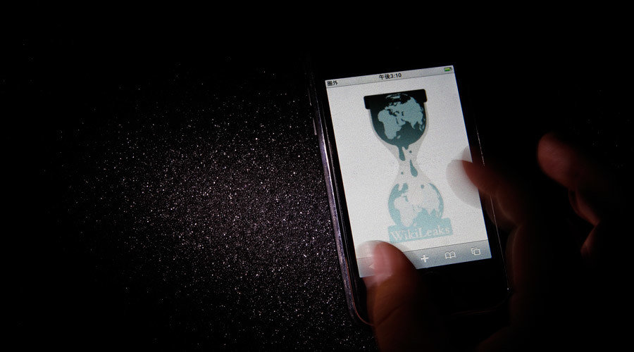 WikiLeaks logo on cell phone