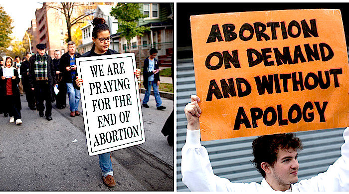 2 protestors pro and against