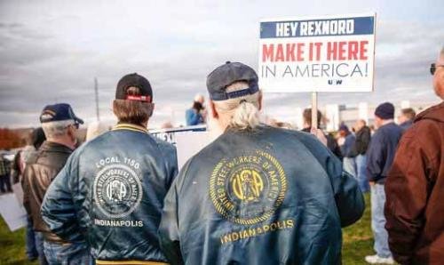 Click to enlarge mployees of Rexnord Bearings in Indianapolis protest Rexnord's decision to likely move 300 jobs to Mexico on Nov. 11, 2016
