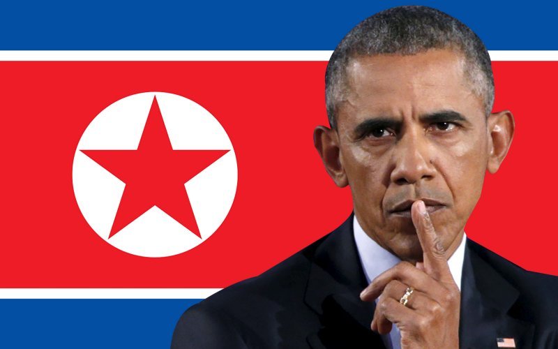 Obama and N. Korea flag illustration