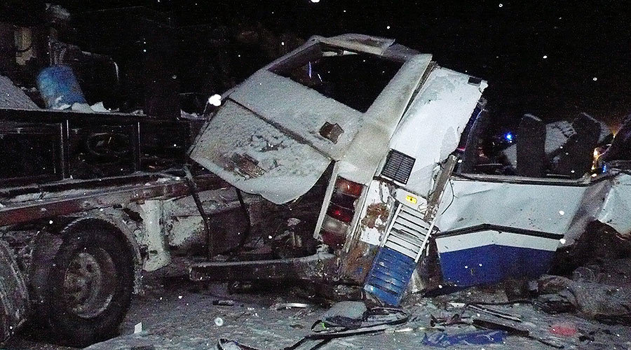 ollision between a truck, two cars russia