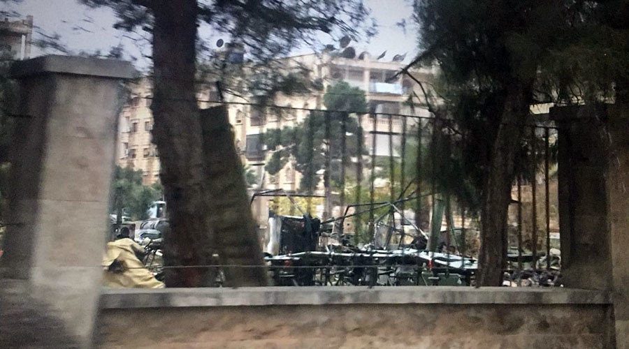 Click to enlarge Scene of shelled Russian field hospital in Aleppo
