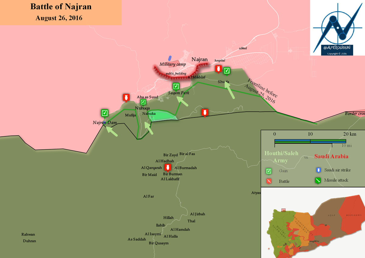 Battle of Najran, Saudi Arabia map