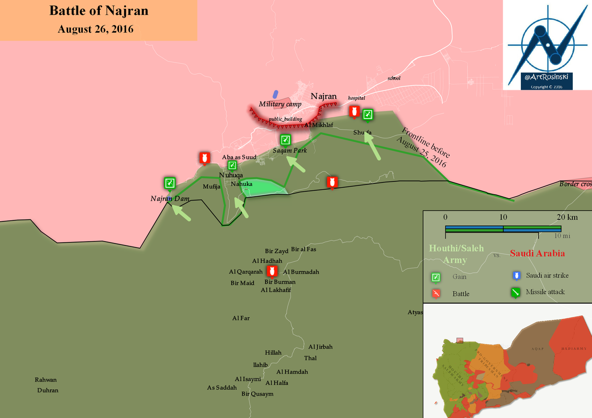 Click to enlarge Battle of Najran, Saudi Arabia map
