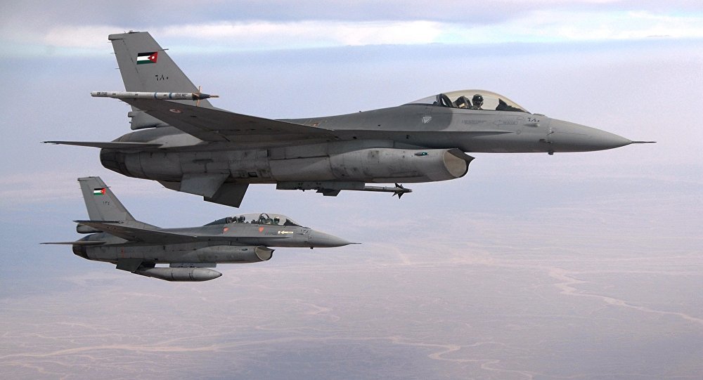 Click to enlarge Jordanian F-16 fighter jets
