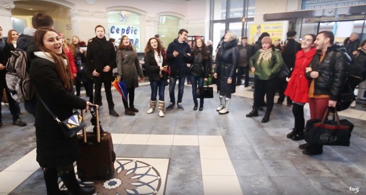 Flashmob in Ukraine's Zaporozhia