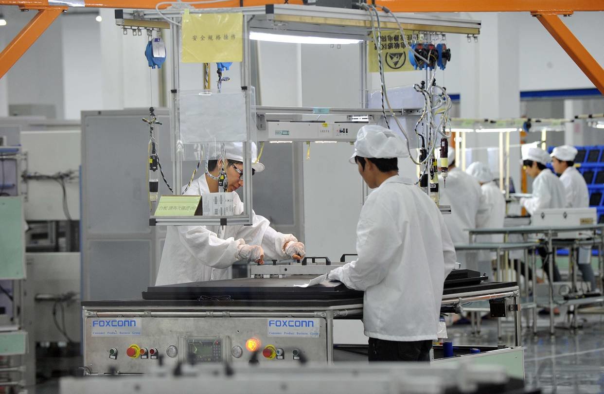 Foxconn has been investing in diverse high-tech sectors. Shown, the production line at a Foxconn demonstration plant.