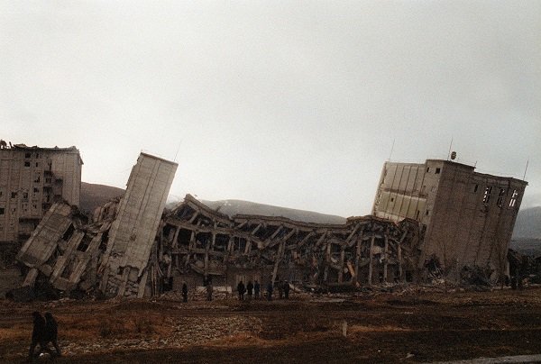 Click to enlarge rubble of the devastated town of Spitak