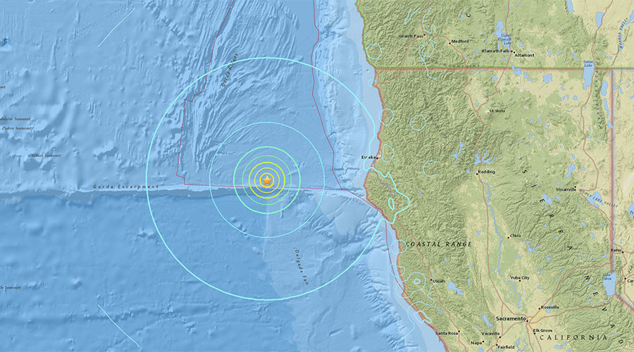Click to enlarge California coast earthquake map