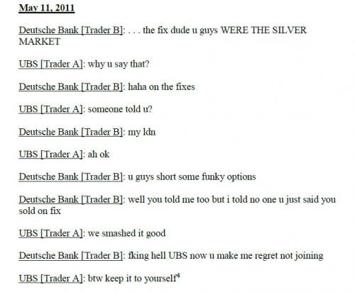 Deutsche Bank trader telling a UBS trader chat