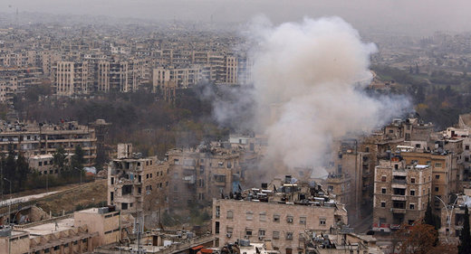 Smoke in Aleppo, Syria