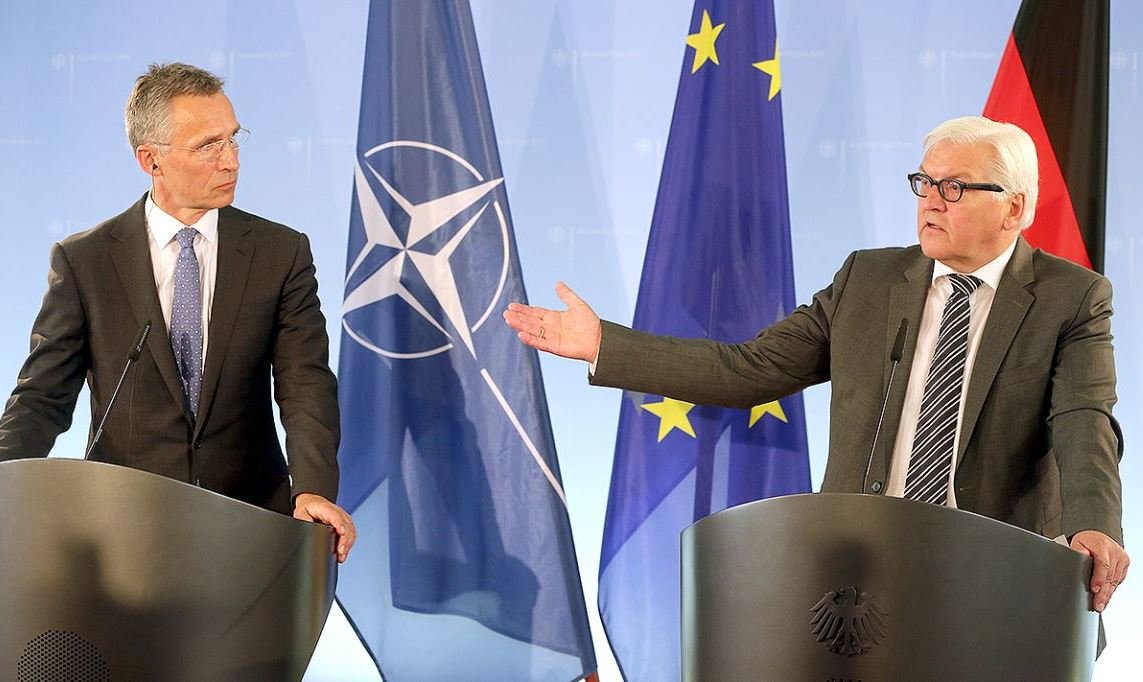 Click to enlarge NATO Secretary-General Jens Stoltenberg and German Foreign Minister Frank-Walter Steinmeier