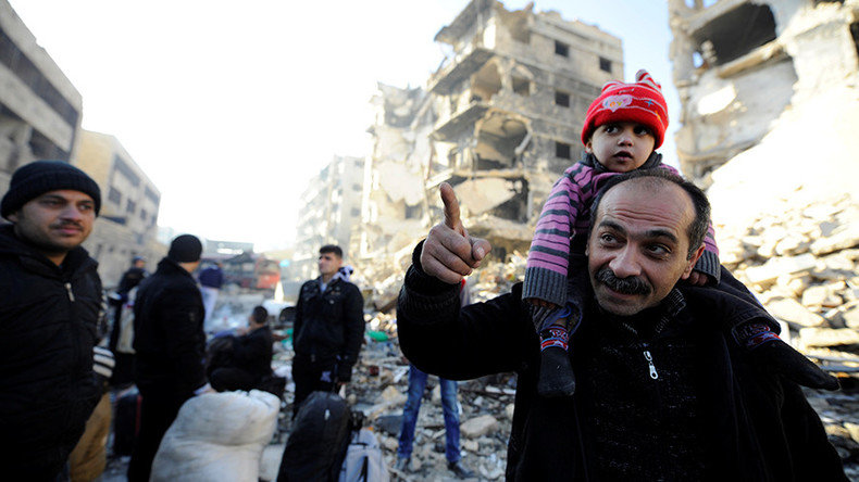 People evacuated from the eastern districts of Aleppo