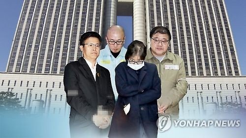 Click to enlarge Jeong Ho-seong (L), Ahn Jong-beom (R) and Choi Soon-sil (2nd from R) in this Yonhap News TV image