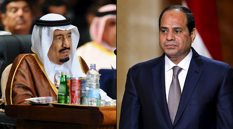 Click to enlarge Abdel Fatah al-Sisi (R) and King Salman of Saudi Arabia