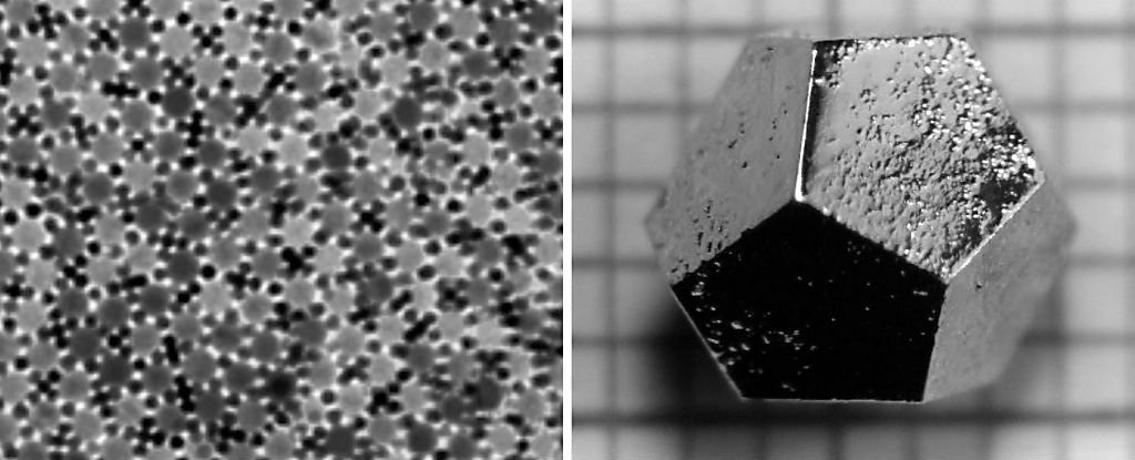 Quasicrystal atomic structure (L): Talapin et al; Synthetic quasicrystal (R)
