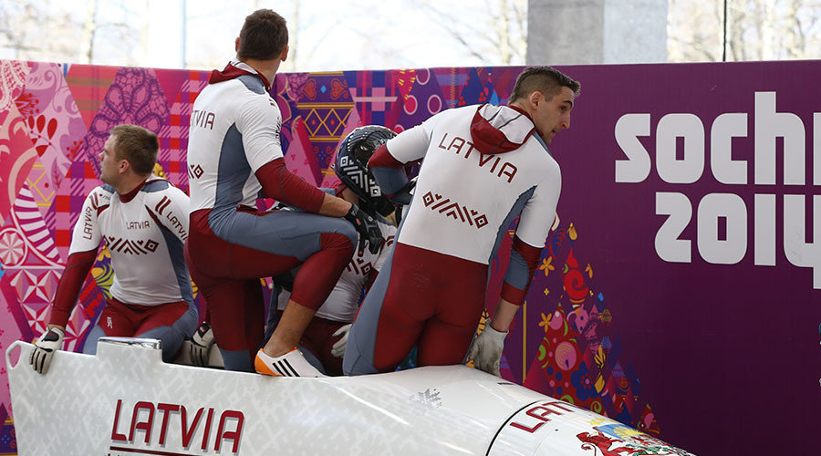 Click to enlarge Latvia bobsledding team