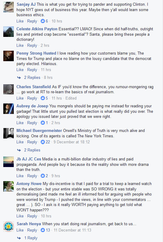 Click to enlarge NY Times Facebook Ad comments
