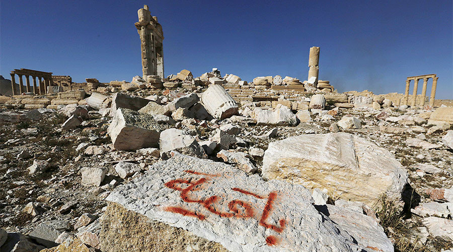 Islamic State militants in Palmyra