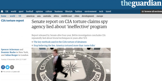 Click to enlarge The Guardian headline on CIA