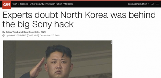 Click to enlarge CNN fake news on Sony hack