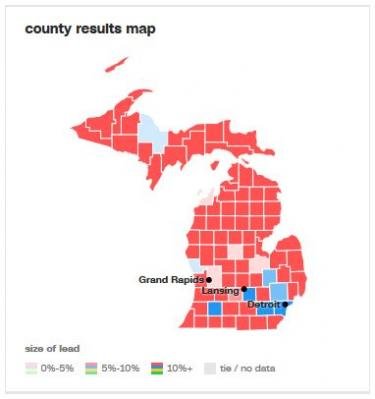 Michigan county vote map