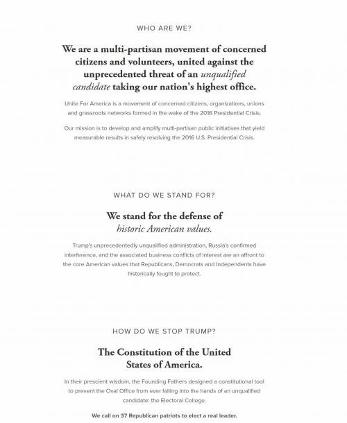 Click to enlarge Unite for America mission statement