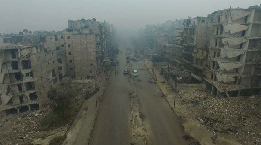 Click to enlarge bomb damaged eastern Aleppo