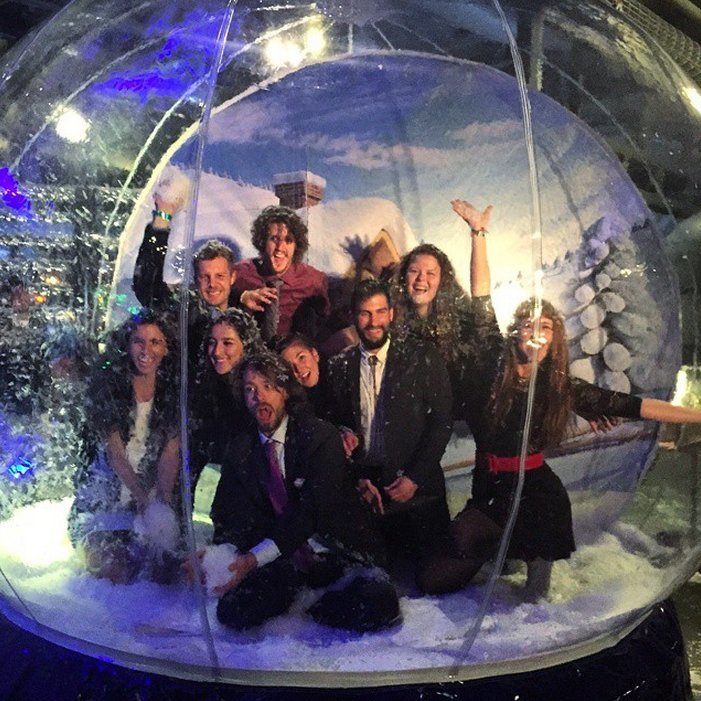 Click to enlarge Google employees in snow ball