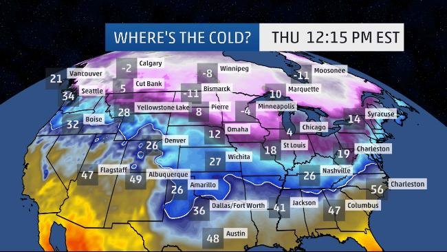 US temps December 14, 2016