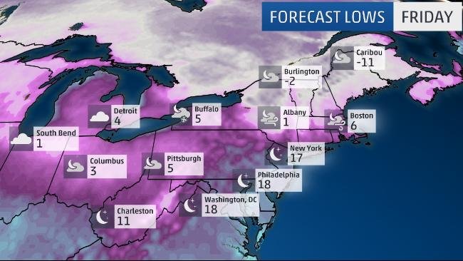 Click to enlarge forecast temps december 16, 2016