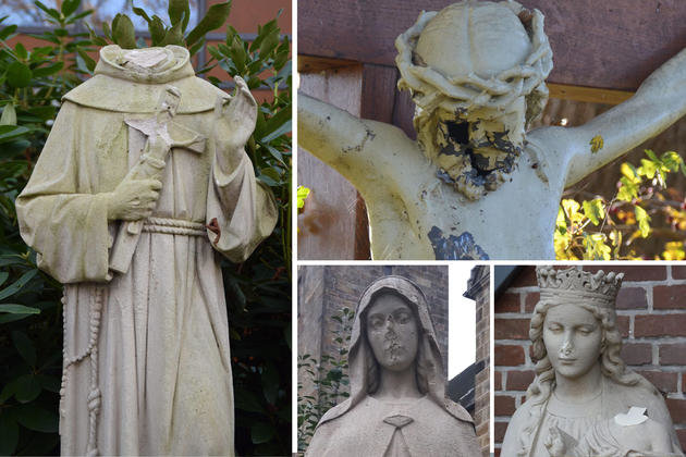 christian statues desecrated germany