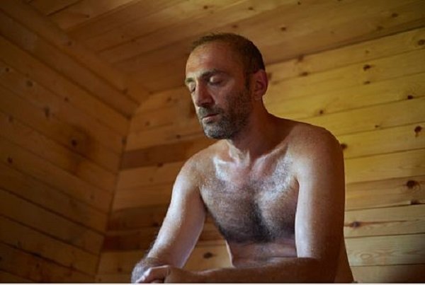 man in sauna