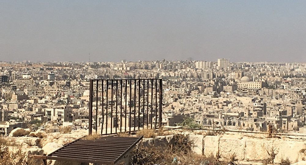Syria. Terrorist-controlled eastern Aleppo district as seen from the city's Citadel