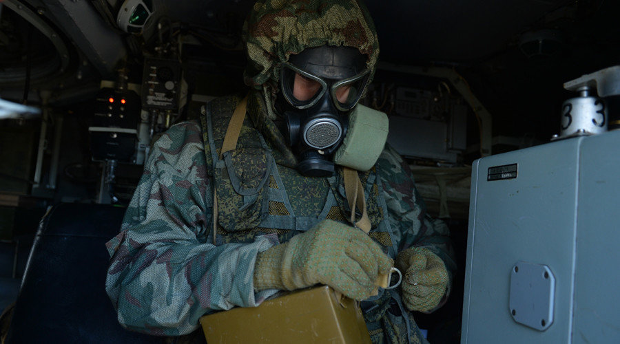 Click to enlarge serviceman of the Nuclear, biological and chemical (NBC) defense troops of the Russian Army