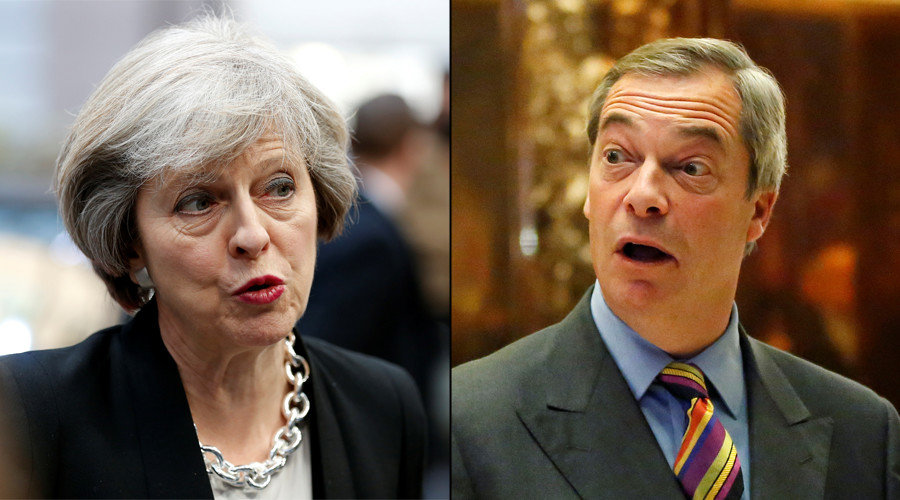 Click to enlarge Teresa May Nigel Farage Tory ministers ignore PM ban against meeting Trump relations