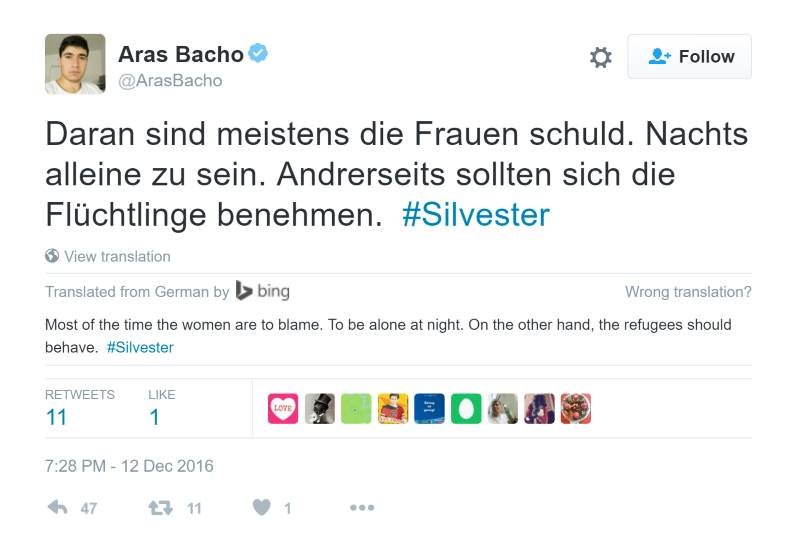 tweet rape german women refugee