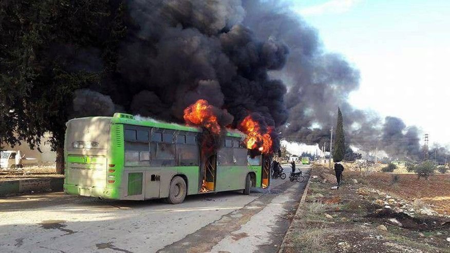 Syria bus burning