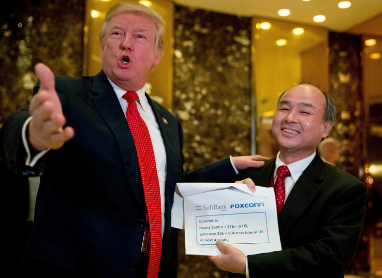Masayoshi Son of Softbank after a meeting with President-elect Donald J. Trump