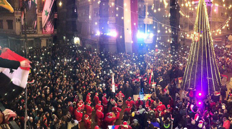 Christmas tree-lighting ceremony in the Syrian city of Aleppo