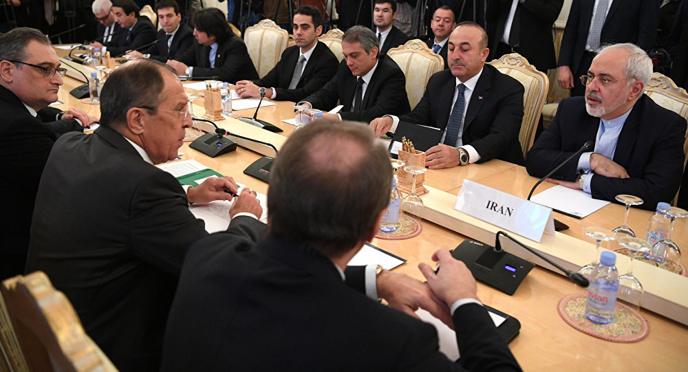 Click to enlarge Sergei Lavrov and Mevlut Cavusoglu and Mohammad Javad Zarif
