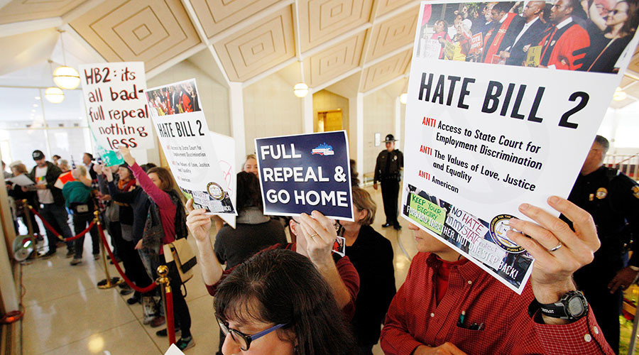 Opponents of North Carolina's HB2 law 