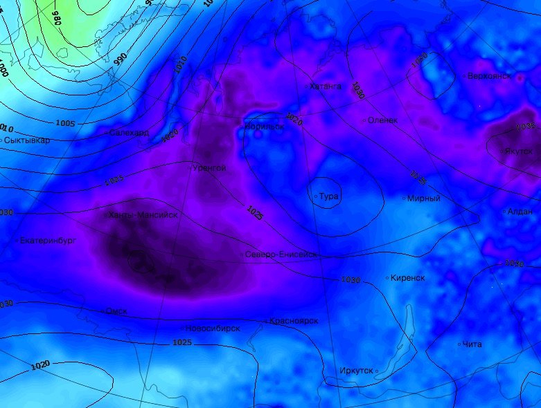 Click to enlarge Siberia temperature map