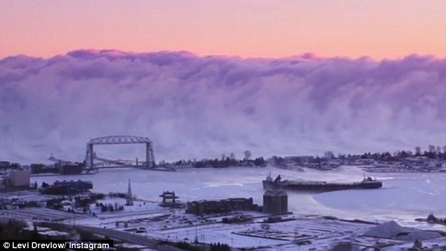Click to enlarge Wall of 'sea smoke' at Lake Superior