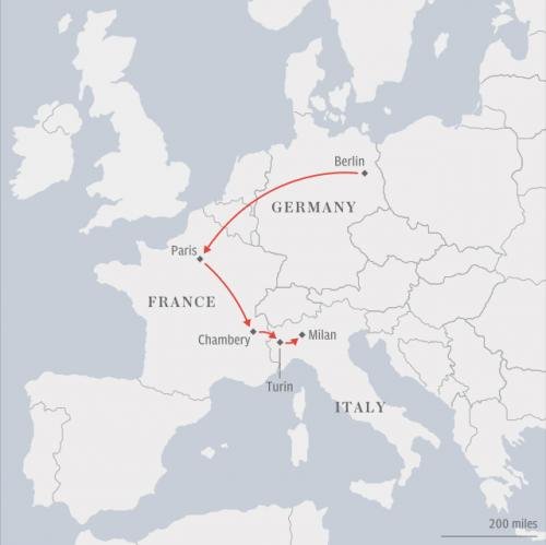 Map of Anis Amri escape route