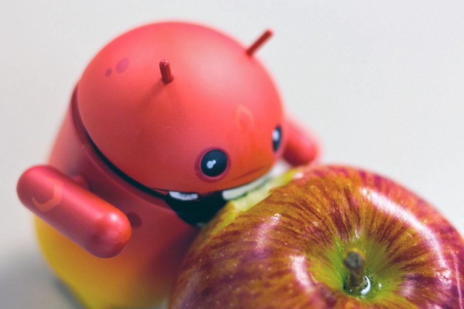 robot eating apple