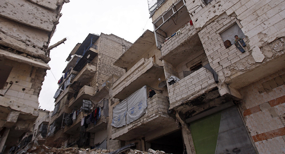 Damaged homes in Aleppo