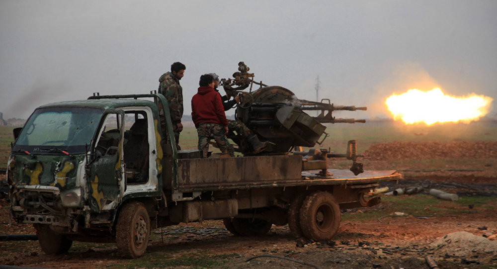 Syrian troops firing on Daesh