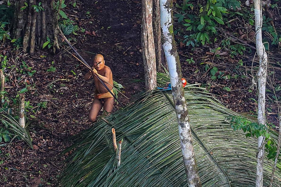 An isolated tribesman in the remote jungles of Brazil